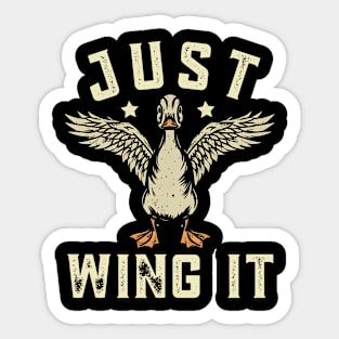 Just Wing It Duck Gift Sticker